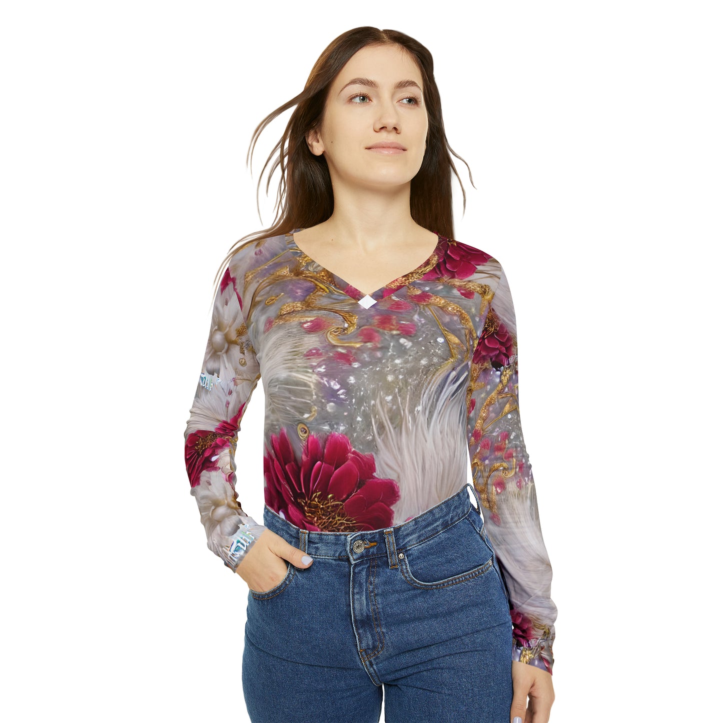 Women's Long Sleeve V-neck Shirt (AOP)