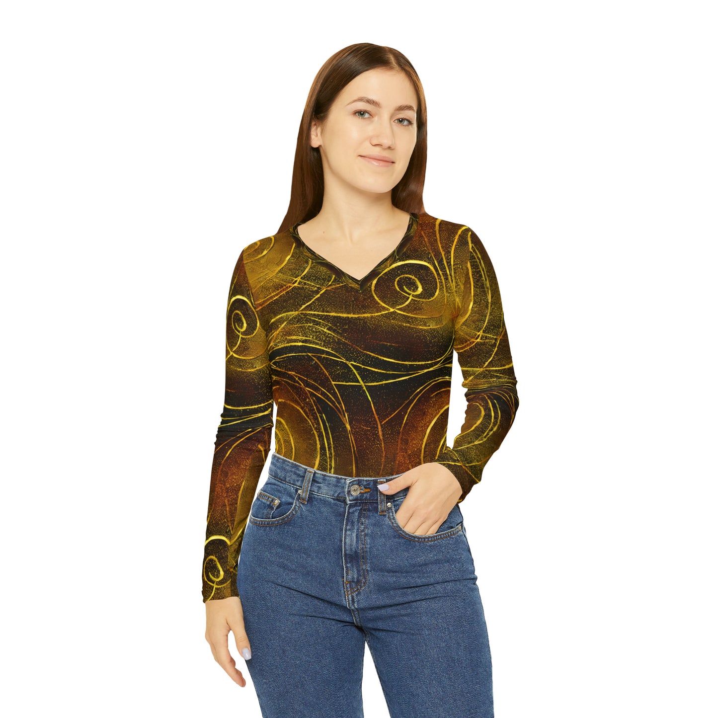 Women's Long Sleeve V-neck Shirt (AOP)