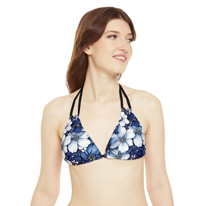 Strappy Triangle Bikini Top (AOP)