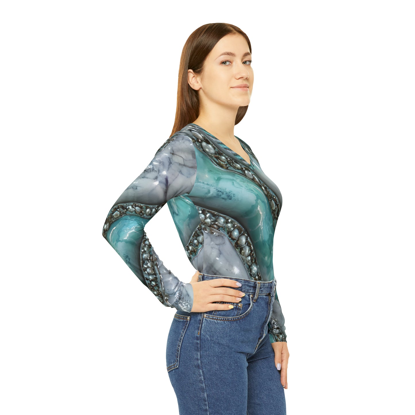 Women's Long Sleeve V-neck Shirt (AOP)