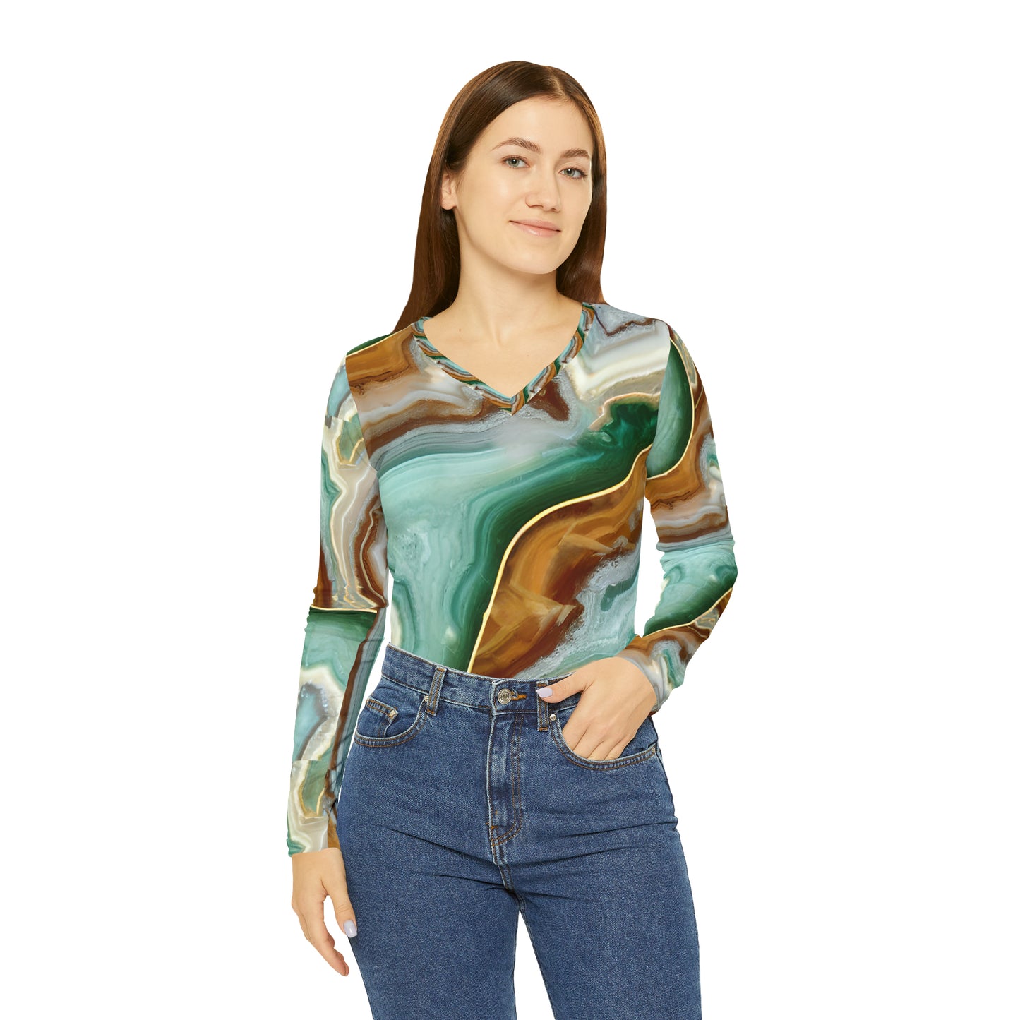 Women's Long Sleeve V-neck Shirt (AOP)