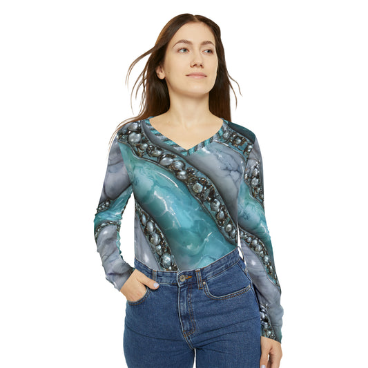 Women's Long Sleeve V-neck Shirt (AOP)