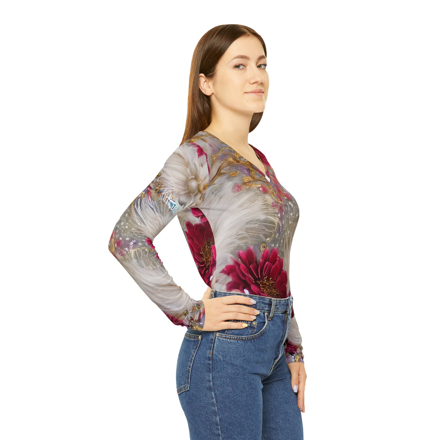 Women's Long Sleeve V-neck Shirt (AOP)