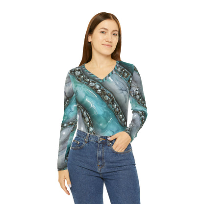 Women's Long Sleeve V-neck Shirt (AOP)