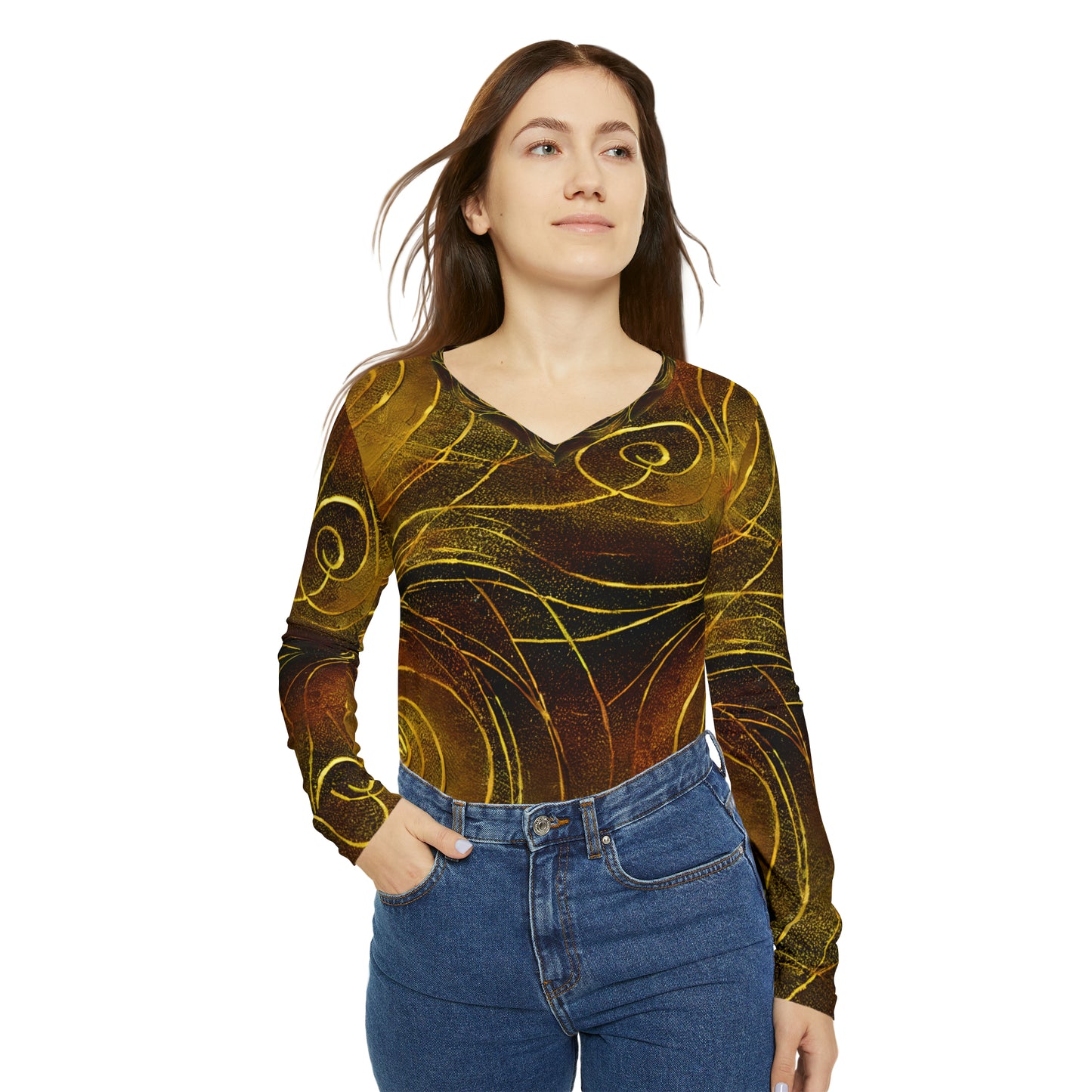 Women's Long Sleeve V-neck Shirt (AOP)