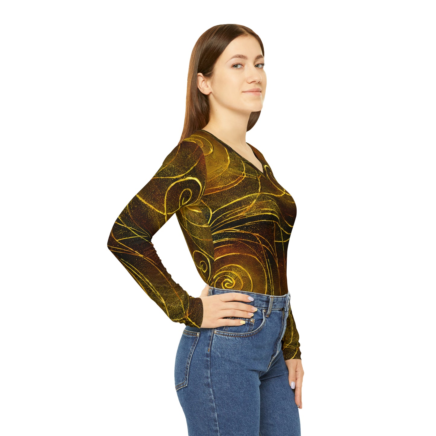 Women's Long Sleeve V-neck Shirt (AOP)