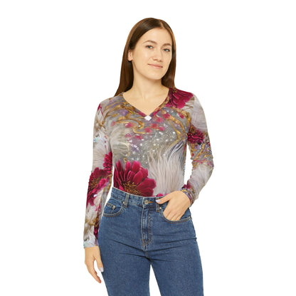 Women's Long Sleeve V-neck Shirt (AOP)